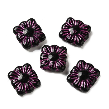 Opaque Acrylic Beads, Flower, Black, 9x10.5x3.5mm, Hole: 1.6mm, about: 1990pcs/500g