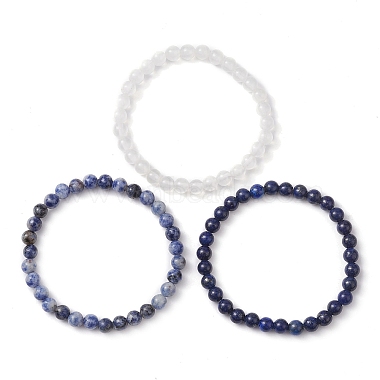Bracelets extensibles en perles rondes en pierres mélangées naturelles de style 3pcs 3(BJEW-JB10178-03)-4