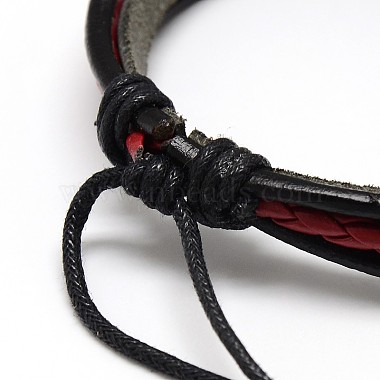 branchées de style casual unisexe multi-brins de cire et de bracelets en cuir de la moelle(X-BJEW-L295-M)-4