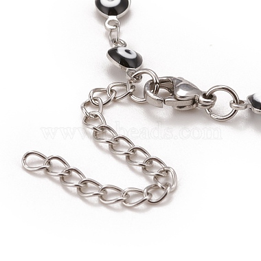 Enamel Heart with Evil Eye Link Chains Bracelet(BJEW-P271-06P-04)-3