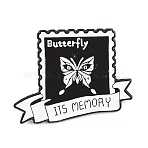 Gothic Alloy Enamel Pins, Black Lapel Pin Backs for Backpack Clothes, Black, Butterfly Stamp, ITS MEMORY, 22x28mm(JEWB-G045-05EB-05)