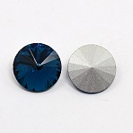 Glass Pointed Back Rhinestone, Rivoli Rhinestone, Back Plated, Faceted Cone, Blue Zircon, 14x7mm(RGLA-R003-14mm-12)