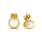 304 Stainless Steel Stud Earring Finding, Real 18K Gold Plated, 8mm, Pin: 0.7mm(STAS-Z091-01G-03A)