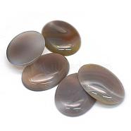 Oval Dyed Natural Striped Agate/Banded Agate Cabochons, Gray, 40x30x6~8mm(G-R349-30x40-12)