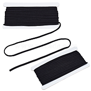 Polyester Elastic Cords, Flat, Black, 5mm, about 10.94 Yards(10m)/Card(EC-WH0026-006B)