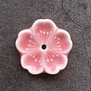 Porcelain Incense Burners, Sakura Incense Holders, Home Office Teahouse Zen Buddhist Supplies, Pink, 45x45x10mm(INBU-PW0001-16E)