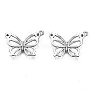 Tibetan Style Alloy Pendant Rhinestone Settings, Cadmium Free & Lead Free, Butterfly, Antique Silver, Fit for 1.5mm Rhinestone, 19x27.5x3.5mm, Hole: 1.4mm, about 600pcs/1000g(TIBEP-N008-180)