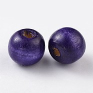 Maple Wood Beads, Dyed, Round, Lead Free, Mauve, 12x10.5mm, Hole: 3mm, about 1800pcs/1000g(TB12mmY-18-LF)