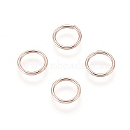 304 Stainless Steel Open Jump Rings, Rose Gold, 8x0.9mm, Inner Diameter: 6.5mm(X-STAS-O098-01RG-19)