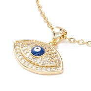 Clear Cubic Zirconia Evil Eye Pendant Necklace, 304 Stainless Steel Jewelry for Women, Golden, Blue, 17.72 inch(45cm)(NJEW-O125-03G)