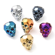 Electroplate Glass Bead, Metallic, Faceted, Skull, Mixed Color, 16x13x14~14.5mm, Hole: 1.6mm(EGLA-A006-01)