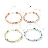 Glass Braided Bead Bracelet, Double Row Adjustable Bracelet for Women, Mixed Color, Inner Diameter: 2-1/4 inch(5.6cm)~3-3/8 inch(8.5cm)(BJEW-JB07742)