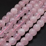 Natural Madagascar Rose Quartz Beads Strands, Round, 12mm, Hole: 1mm, about 32pcs/strand, 15.7 inch(G-K285-33-12mm-02)