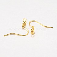 Iron Earring Hooks, Golden, Size: about 18mm long, 18mm wide, 0.8mm thick, Hole: 2mm(X-E135-G)