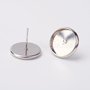 Brass Stud Earring Settings, Lead Free and Cadmium Free and Nickel Free, Platinum, about 12mm long, 14mm wide, Tray: 12mm inner diameter(X-KK-H720-P-NR)