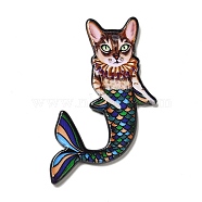 Acrylic Big Pendants, Cat Theme Charms, Mermaid Pattern, 50x29x2.5mm, Hole: 1.8mm(SACR-B004-10A)