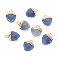 Natural Blue Aventurine Charms, with Light Gold Plated Iron Findings, Heart, 13.5x10.5x5~5.5mm, Hole: 1.6~1.8mm(G-N326-121-06)