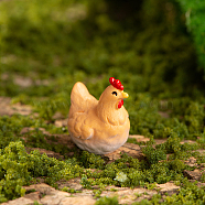 Resin Animal Figurines Display Decorations, Micro Landscape Happy Farm Decoration., Rooster, 15~32x10~39mm(WG39479-04)