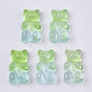 Transparent Resin Cabochons, with Glitter Powder, Two Tone, Bear, Light Green, 18x11x8mm(CRES-S303-53-A07)