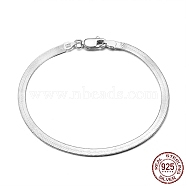 3mm 925 Sterling Silver Herringbone Chain Bracelets, with S925 Stamp, Platinum, 7-1/8 inch(18cm)(BJEW-I314-006B-P)