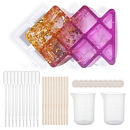 DIY Lipstick Storage Box Silicone Molds Kits, Include Birch Wooden Craft Ice Cream Sticks and Plastic Transfer Pipettes, Latex Finger Cots, Plastic Measuring Cup, White, 140x90x54mm, Inner Diameter: 11x17mm and 24x24mm, 1pc(DIY-OC0002-91)