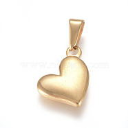 304 Stainless Steel Charms, Puffed Heart, Golden, 18x13x3.2mm, Hole: 7x3mm(X-STAS-I127-068G-01)