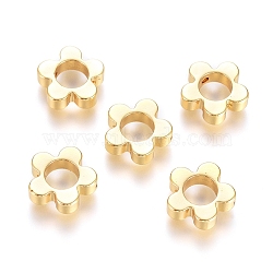 Brass Bead Frames, Long-Lasting Plated, Flower, Real 18K Gold Plated, 10x10.5x3mm, Hole: 1mm(KK-G389-29G)