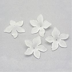 Transparent Acrylic Beads, Frosted, Flower, White, 29x27x7mm, Hole: 1.5mm, about 568pcs/500g(FACR-Q009-14J)