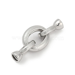 Brass Fold Oval Clasps, Oval, Platinum, 29mm(KK-P302-05P)