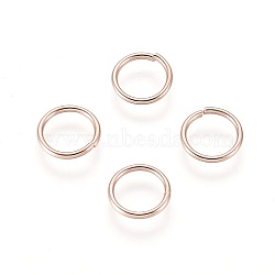 304 Stainless Steel Open Jump Rings, Rose Gold, 8x0.9mm, Inner Diameter: 6.5mm(X-STAS-O098-01RG-19)