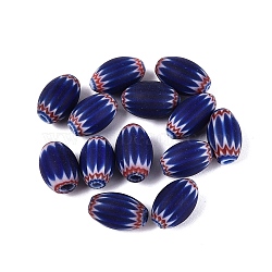 Handmade Millefiori Glass Barrel Beads, Chevron Beads, Marine Blue, 13~15x7~9mm, Hole: 0.8~3mm(LA-N002-04C)