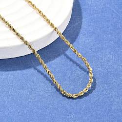 Ion Plating(IP) 304 Stainless Steel Rope Chain Necklaces, with Lobster Claw Clasps, Real 18K Gold Plated, 19.7 inch(50cm), 2mm(NJEW-F226-03G-02)