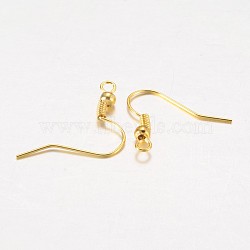 Iron Earring Hooks, Golden, Size: about 18mm long, 18mm wide, 0.8mm thick, Hole: 2mm(X-E135-G)