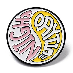 Round Candy Floss Theme Word Enamel Pins, Electrophoresis Black Plated Alloy Brooch, Colorful, 30mm(JEWB-Q001-01EB-01)