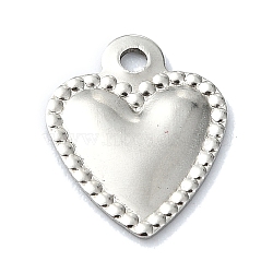 Non-Tarnish 201 Stainless Steel Charms, Laser Cut, Heart Charm, Stainless Steel Color, 11x8.5x1mm, Hole: 1.2mm(STAS-C097-48P)