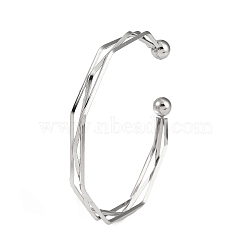 Non-Tarnish 304 Stainless Steel 3 Line Open Cuff Bangles for Women, Stainless Steel Color, Inner Diameter: 2-5/8 inch(6.63cm), 8mm(BJEW-S155-01P)