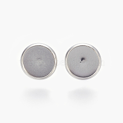 Non-Tarnish Eco-Friendly 316 Surgical Stainless Steel Stud Earring Settings, Flat Round, Stainless Steel Color, Tray: 10mm, 12x2mm, Pin: 0.7mm(X-STAS-F181-01P-10mm)