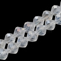 Electroplate Transparent Glass Beads Strands, Frosted, Rainbow Plated, Faceted Bicone, Clear AB, 10x9.5mm, Hole: 1.2mm, about 60pcs/strand, 22.76''(57.8cm)(EGLA-I019-AB02)
