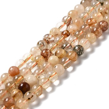 Natural Rutilated Quartz Beads Strands, Round, 6mm, Hole: 0.8mm, about 67pcs/strand, 15.24''(38.7cm)