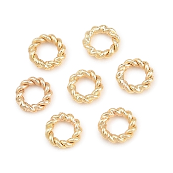 Brass Soldered Closed Jump Rings, Twist Round, Real 24K Gold Plated, 5x1mm, Inner Diameter: 3mm