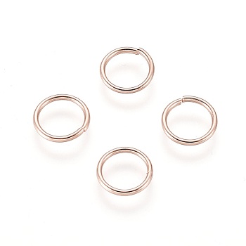 304 Stainless Steel Open Jump Rings, Rose Gold, 8x0.9mm, Inner Diameter: 6.5mm