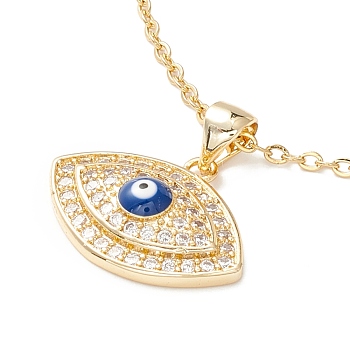 Clear Cubic Zirconia Evil Eye Pendant Necklace, 304 Stainless Steel Jewelry for Women, Golden, Blue, 17.72 inch(45cm)