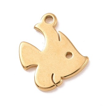304 Stainless Steel Charms, Fish Charms, Golden, 11.5x10x1mm, Hole: 1.2mm