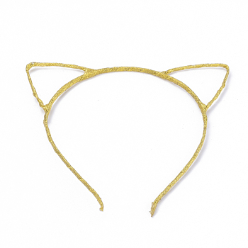 Hair Accessories Iron Kitten Hair Band Findings, Cat Ears Shape, Gold, 117mm, 4mm