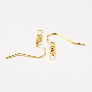 Iron Earring Hooks, with Horizontal Loop, Golden, 17~19x18mm, Hole: 2mm, Pin: 0.6mm