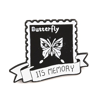 Gothic Alloy Enamel Pins, Black Lapel Pin Backs for Backpack Clothes, Black, Butterfly Stamp, ITS MEMORY, 22x28mm