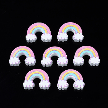 Printed Natural Wooden Beads, Dyed, Rainbow, Colorful, 17.5x23.5x6mm, Hole: 1.6mm