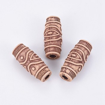 Resin Beads, Imitation Wood Beads, Column, Camel, 27x12mm, Hole: 4mm