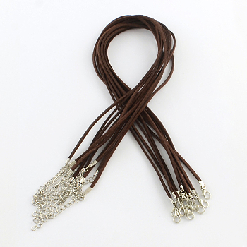 2mm Faux Suede Cord Necklace Making with Iron Chains & Lobster Claw Clasps, Coconut Brown, 44x0.2cm