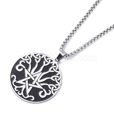 Non-Tarnish 304 Stainless Steel Pendant Necklaces(NJEW-C042-09P)-2